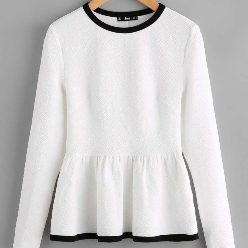 Shein Frill Textured Peplum Smock Top